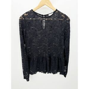 Tiny Willow Women's Black Lace Top Size M Boho Whimsigoth Grunge Fairy